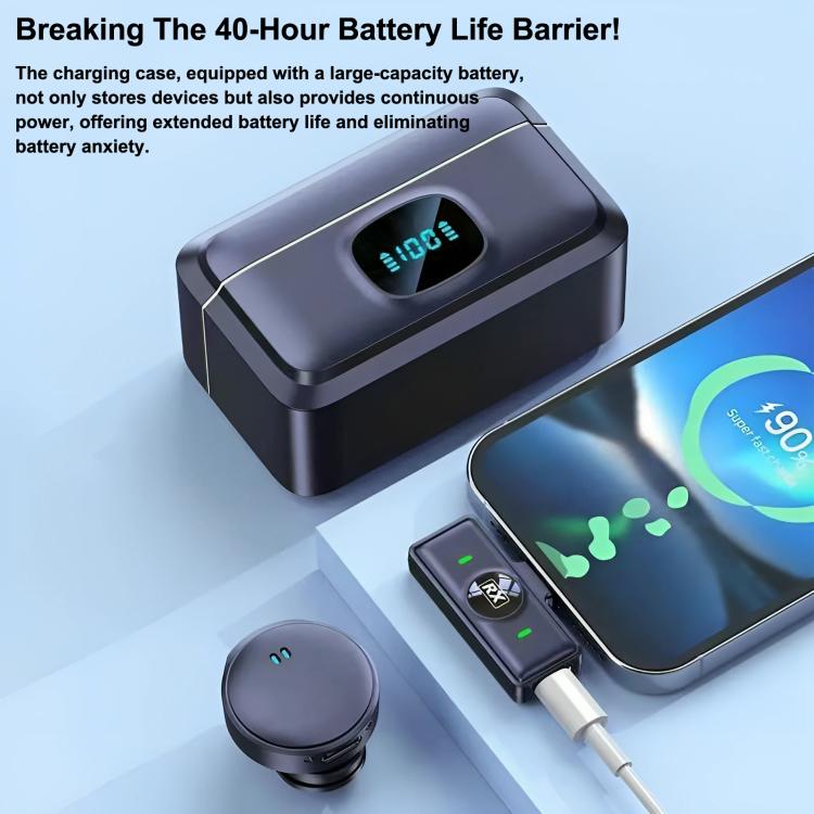 Micrófono de solapa inalámbrico con reducción de ruido DS-Q8, USB-C Receiver, 8 Pin Receiver