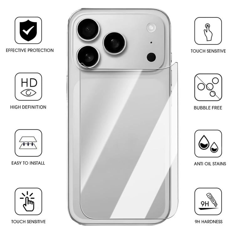 Protector de pantalla trasero de vidrio templado transparente HD resistente a los arañazos con dureza 9H de Kalebol., For iPhone 17 Pro Max, For iPhone 17 Pro, For iPhone 17, For iPhone Air