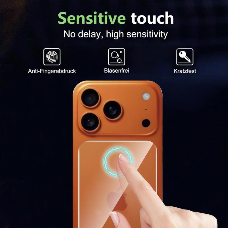 Protector de pantalla trasero de cristal templado Kalebol, resistente a los arañazos, HD transparente., For iPhone 17 Pro Max, For iPhone 17 Pro