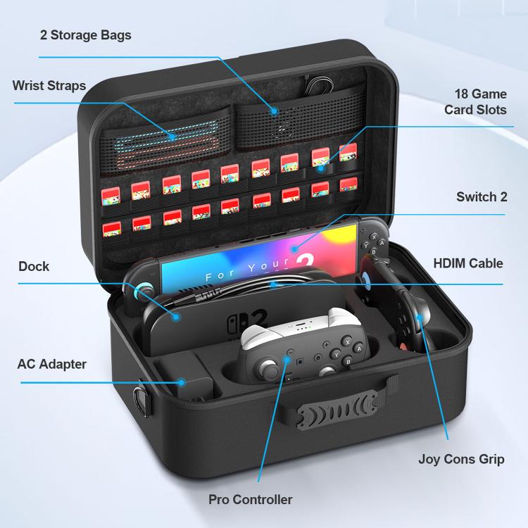 Mandos de videojuegos, bolso bandolera rígido multifuncional de mano, For Nintendo Switch 2