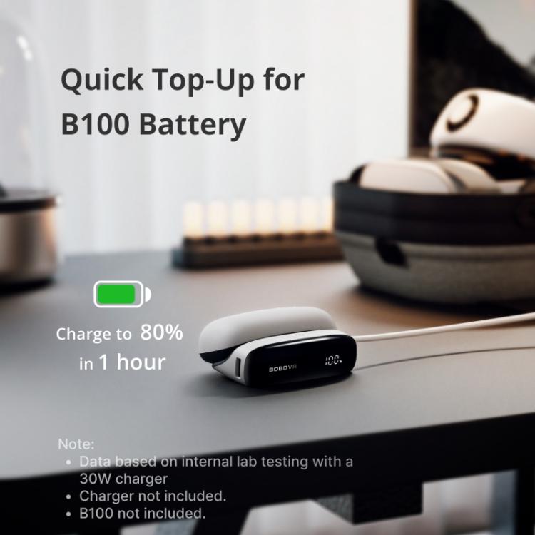Concentrador de carga rápida BOBOVR PD100 de 30 W para la base de expansión de la batería BOBOVR B100. Cable USB tipo C integrado., PD100