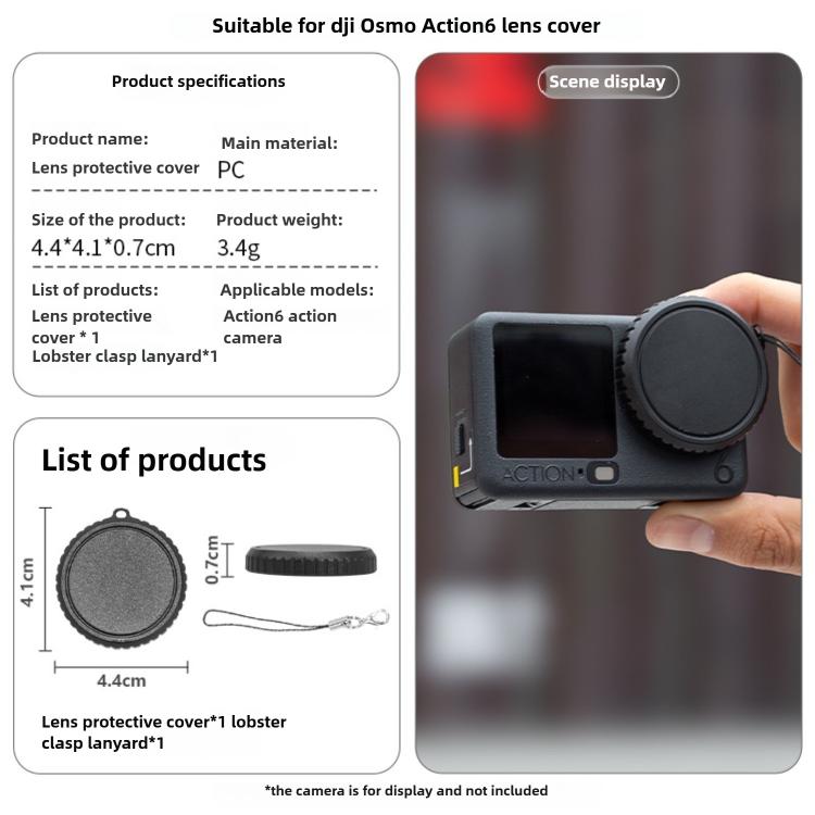 Tapa de lente de silicona suave, a prueba de polvo y caídas, For DJI Osmo Action 6