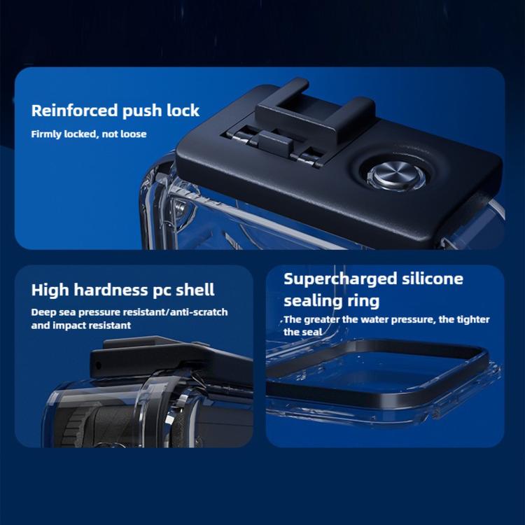 Carcasa impermeable para buceo con cubierta sumergible de 70 metros, For DJI Osmo Action 6 70m Underwater