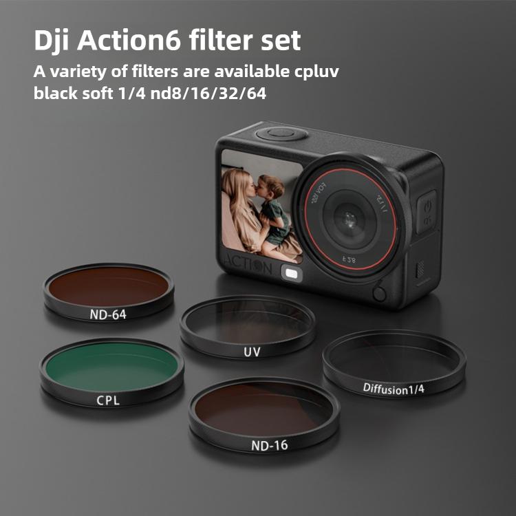 Protector de lente para DJI Osmo Action 6, UV Filter, CPL Filter, Diffusion 1/4 Filter, ND8 Filter, ND16 Filter, ND32 Filter, ND64 Filter