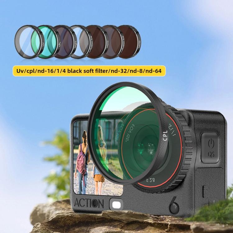 Protector de lente para DJI Osmo Action 6, UV Filter, CPL Filter, Diffusion 1/4 Filter, ND8 Filter, ND16 Filter, ND32 Filter, ND64 Filter