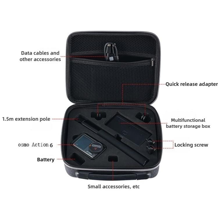 Caja de almacenamiento portátil para cámaras de acción, For DJI Osmo Action 6 Gray