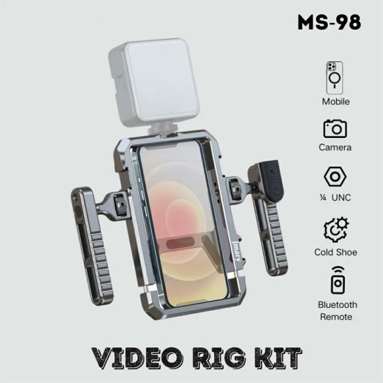 Kit de jaula estabilizadora de vídeo para smartphone de aleación de aluminio con control remoto inalámbrico JMARY MS-98, MS-98
