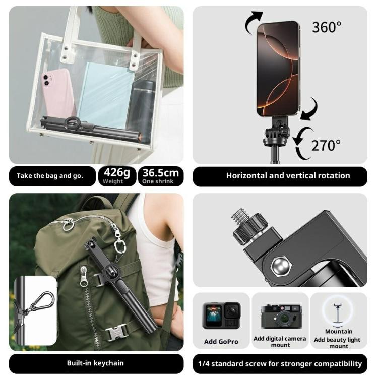 Trípode magnético portátil extensible para selfies P27-MF, P27-MF