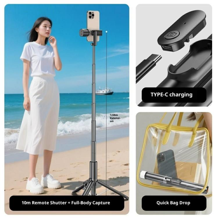 P24-D Soporte portátil para teléfono con trípode y función antivibración para selfies, trípode y luz de relleno, ideal para transmisiones en vivo., P24-D