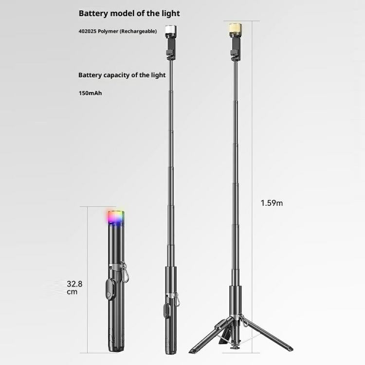 P24-D Soporte portátil para teléfono con trípode y función antivibración para selfies, trípode y luz de relleno, ideal para transmisiones en vivo., P24-D