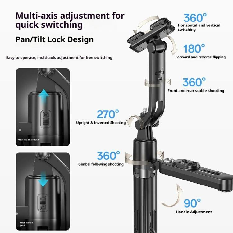 Q625 Palo selfie cuadrípode portátil plegable con IA inteligente, seguimiento y estabilización Bluetooth., Q625