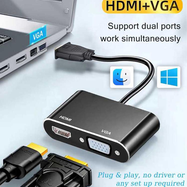 Adaptador divisor VGA a HDMI 2 en 1, VGA to HDMI