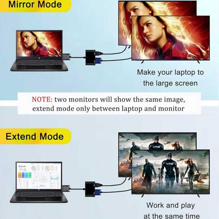 Adaptador divisor VGA a HDMI 2 en 1, VGA to HDMI