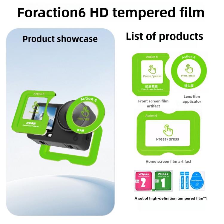 Protector de pantalla de vidrio templado curvo con lente integrado, For DJI Osmo Action 6
