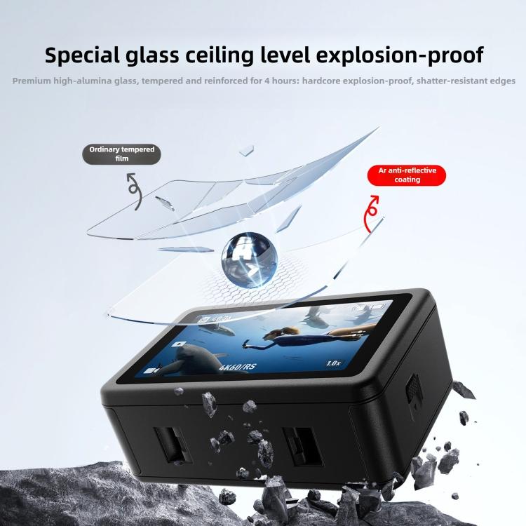 Protector de pantalla de vidrio templado curvo con lente integrado, For DJI Osmo Action 6