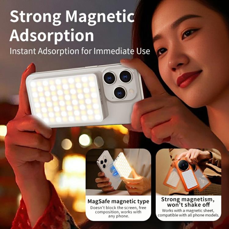 V22A para teléfono, cámara, transmisión en vivo, 4W de potencia, luz LED portátil de bolsillo de 80 LED, MagSafe, luz de relleno magnética
