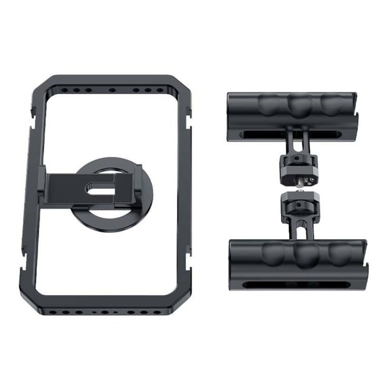 Estabilizador de vídeo para smartphone SCG-P03 con mango doble magnético y rango de sujeción de 61-85 mm, fabricado en aleación de aluminio.