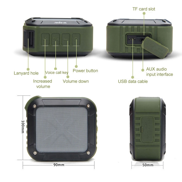 W-KING S7 Mini altavoz inalámbrico a prueba de agua con TF / FM / AUX / NFC Bluetooth Bike Speaker, black, Naranja, blue, Ejercito verde