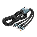 Cable de carga rápida ENKAY 3 en 1 de 120 W USB a 8 pines / Tipo-C / Micro USB, trenzado de nailon, longitud: 1,2 m, ENK-CB184