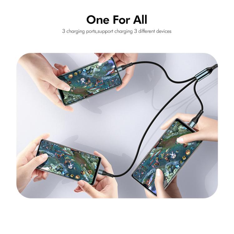 Cable de carga rápida ENKAY 3 en 1 de 120 W USB a 8 pines / Tipo-C / Micro USB, trenzado de nailon, longitud: 1,2 m, ENK-CB184