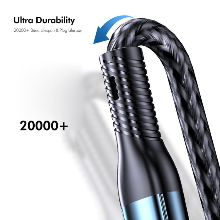 Cable de carga rápida ENKAY 3 en 1 de 120 W USB a 8 pines / Tipo-C / Micro USB, trenzado de nailon, longitud: 1,2 m, ENK-CB184