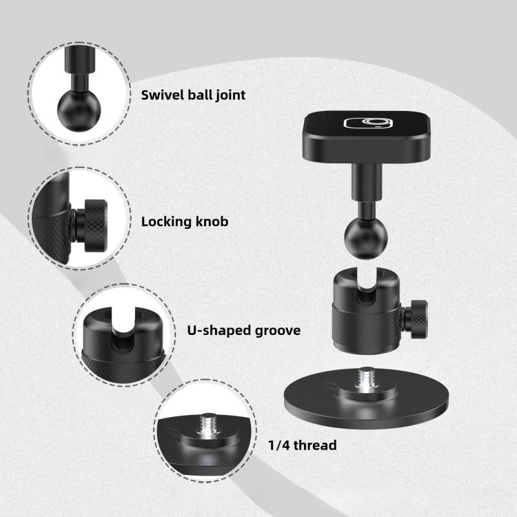 Base de montaje magnética de escritorio con rótula giratoria de liberación rápida, Rotating Ball Head Base