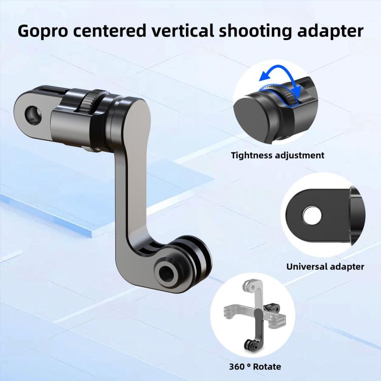 Adaptador de montaje vertical horizontal con rotación de 360° de montaje central con tornillo largo, For GoPro Action Camera