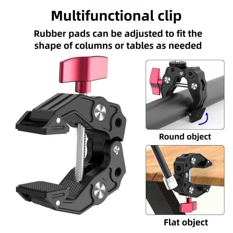 Soporte de extensión para cámara con abrazadera de alta resistencia y multifuncional de aleación de aluminio, Heavy-Duty Clamp
