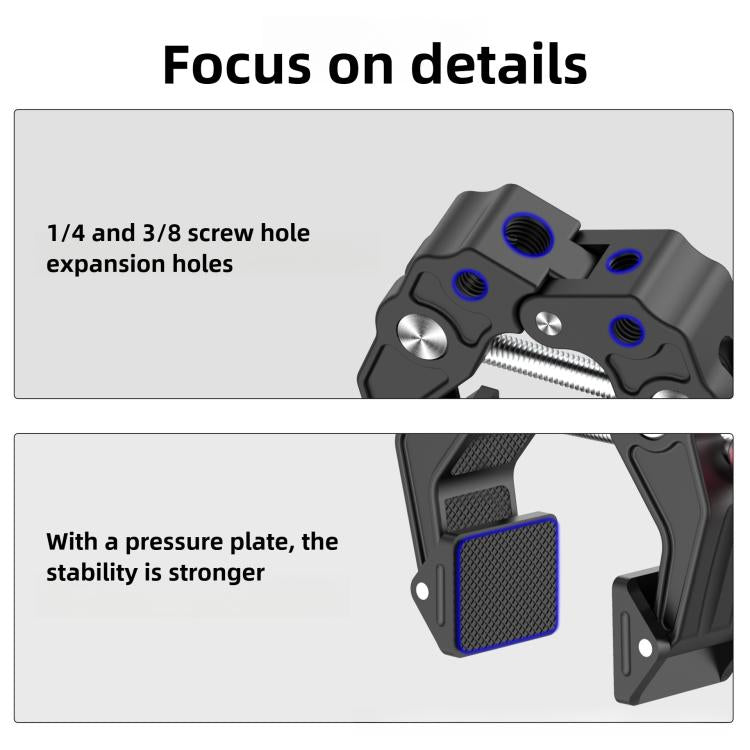 Soporte de extensión para cámara con abrazadera de alta resistencia y multifuncional de aleación de aluminio, Heavy-Duty Clamp
