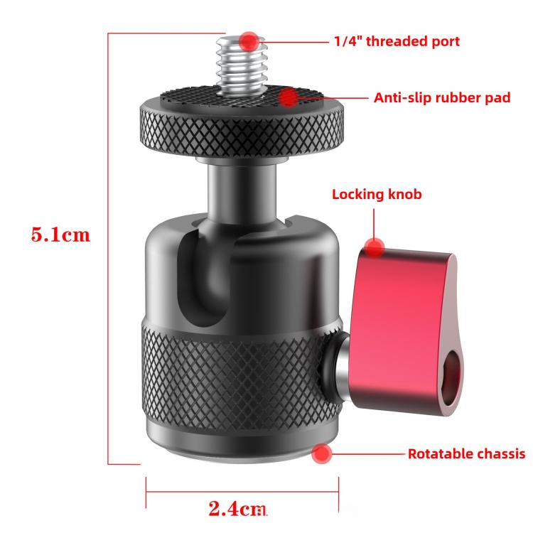 Mini base de montaje panorámica con rótula metálica y rotación de 360 grados., Metal Ball Head
