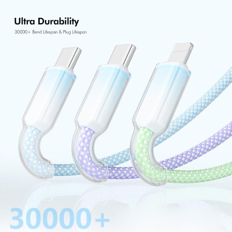 Cable de carga rápida ENKAY de 120 W USB a doble conector tipo C y 8 pines, trenzado de nailon, longitud: 1,2 m, ENK-CB185