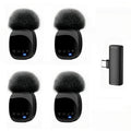 Sistema de micrófono de solapa inalámbrico 4 en 1 con reducción de ruido y transmisión UHF para iPhone/Android