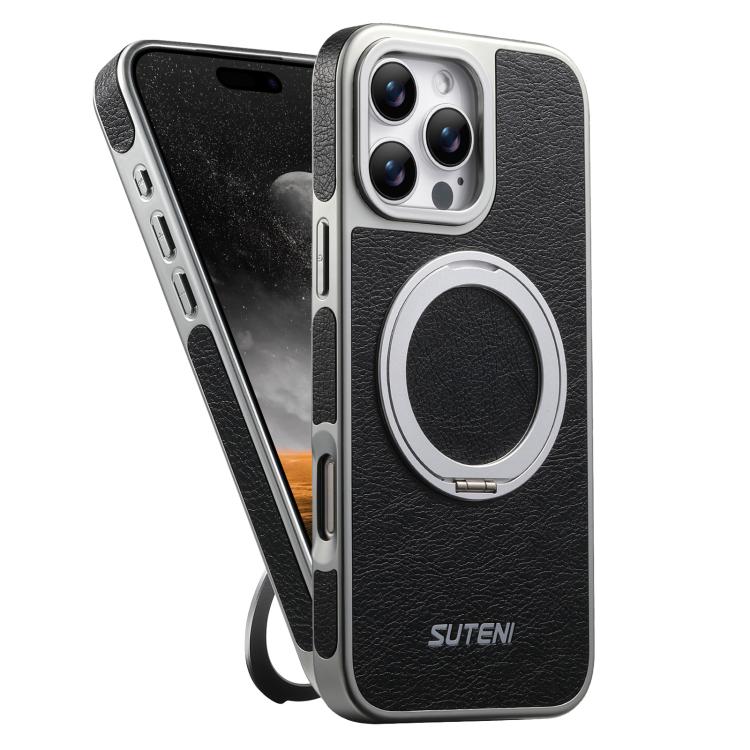 Funda magnética para teléfono Suteni G6 con textura Crazy Horse, galvanizada y soporte giratorio de 360°, For iPhone 13 Pro Max, For iPhone 13 Pro
