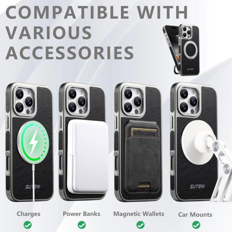 Funda magnética para teléfono Suteni G6 con textura Crazy Horse, galvanizada y soporte giratorio de 360°, For iPhone 13 Pro Max, For iPhone 13 Pro