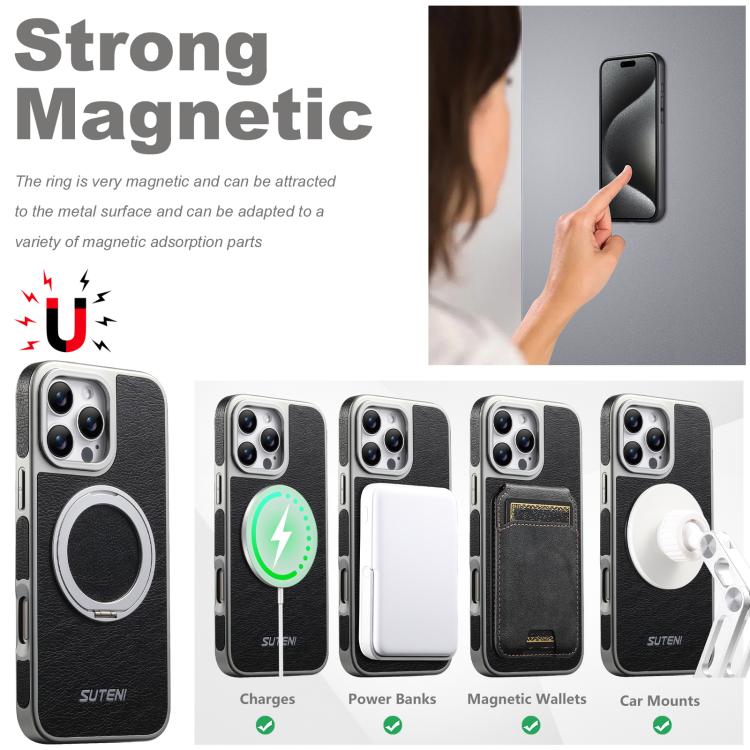 Funda magnética para teléfono Suteni G6 con textura Crazy Horse, galvanizada y soporte giratorio de 360°, For iPhone 13 Pro Max, For iPhone 13 Pro