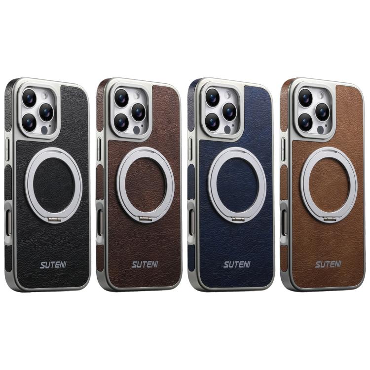 Funda magnética para teléfono Suteni G6 con textura Crazy Horse, galvanizada y soporte giratorio de 360°, For iPhone 13 Pro Max, For iPhone 13 Pro