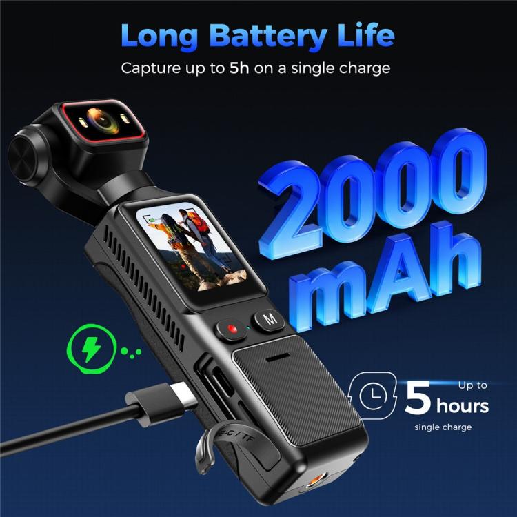 L19 Cámara de acción 4K con pantalla táctil de 1,69 pulgadas y conectividad Wi-Fi, estabilización de imagen y función VLOG. Cámara de bolsillo., L19