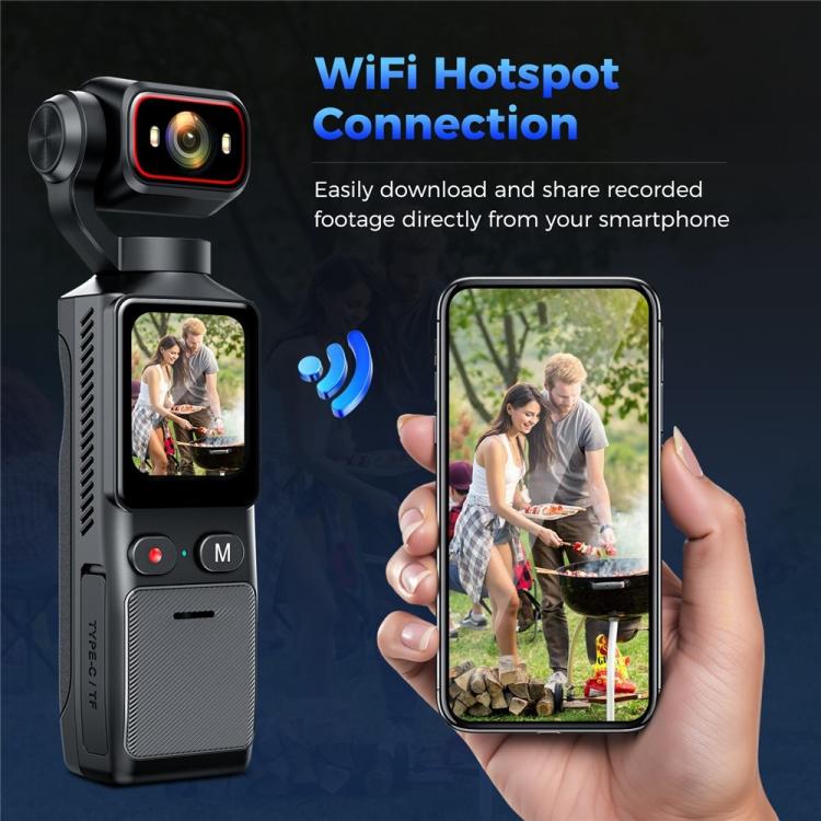 L19 Cámara de acción 4K con pantalla táctil de 1,69 pulgadas y conectividad Wi-Fi, estabilización de imagen y función VLOG. Cámara de bolsillo., L19