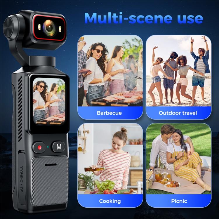 L19 Cámara de acción 4K con pantalla táctil de 1,69 pulgadas y conectividad Wi-Fi, estabilización de imagen y función VLOG. Cámara de bolsillo., L19