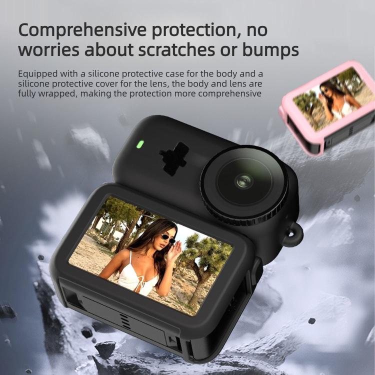 Funda protectora de silicona a prueba de golpes 3 en 1 para módulo de transmisión, lente y cuerpo, con cordón., For DJI Osmo Nano