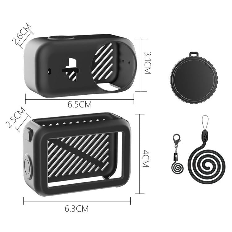 Funda protectora de silicona a prueba de golpes 3 en 1 para módulo de transmisión, lente y cuerpo, con cordón., For DJI Osmo Nano