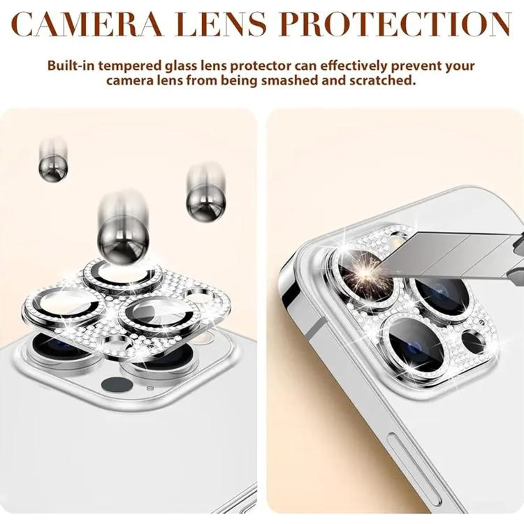 Película para lentes de cámara Kalebol All-in-One Frosted Metal Armor Diamond-Shine, For iPhone 16 Pro Max, For iPhone 16 Pro, For iPhone 16 Plus, For iPhone 16, For iPhone 15 Pro Max, For iPhone 15 Pro