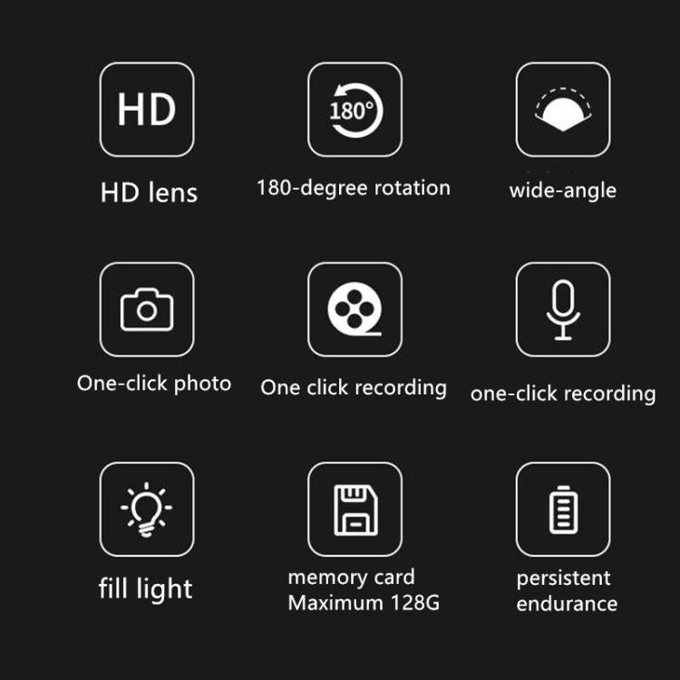 Cámara de vídeo portátil 4K con clip y lente giratoria de 180 grados., DS-DG90144