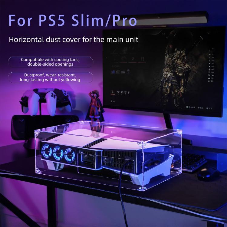 Cubierta antipolvo transparente de acrílico para montaje horizontal para PS5 Pro / PS5 Slim, For Sony PS5 Pro / PS5 Slim