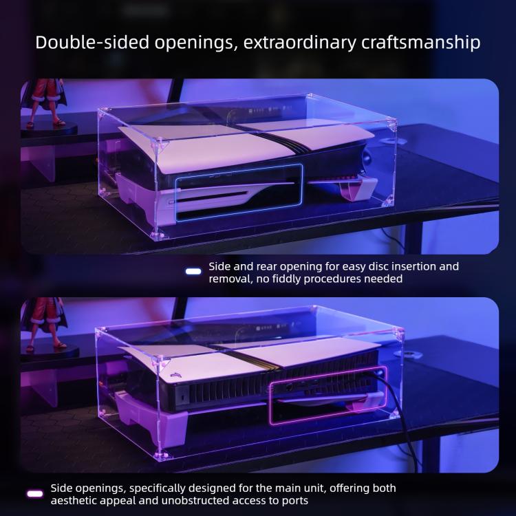 Cubierta antipolvo transparente de acrílico para montaje horizontal para PS5 Pro / PS5 Slim, For Sony PS5 Pro / PS5 Slim