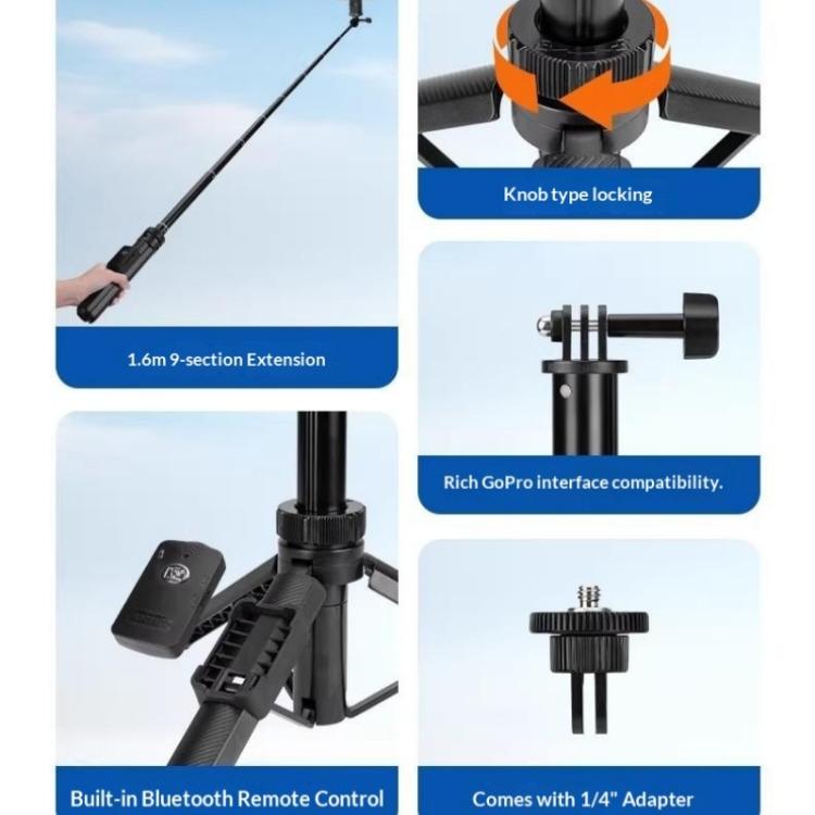 Trípode con palo selfie YUNTENG VCT-363 para smartphone / DJI Pocket 3, VCT-363