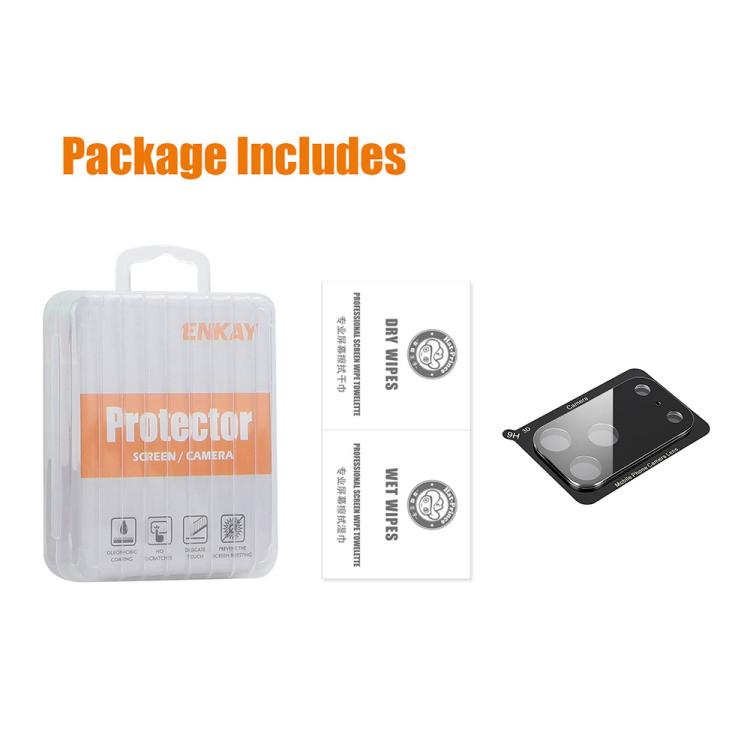 Protector de pantalla de cristal templado ENKAY Hat-Prince Black 9H para lente de cámara trasera, For iPhone 17 Pro Max, For iPhone 17 Pro, For iPhone 17, For iPhone Air