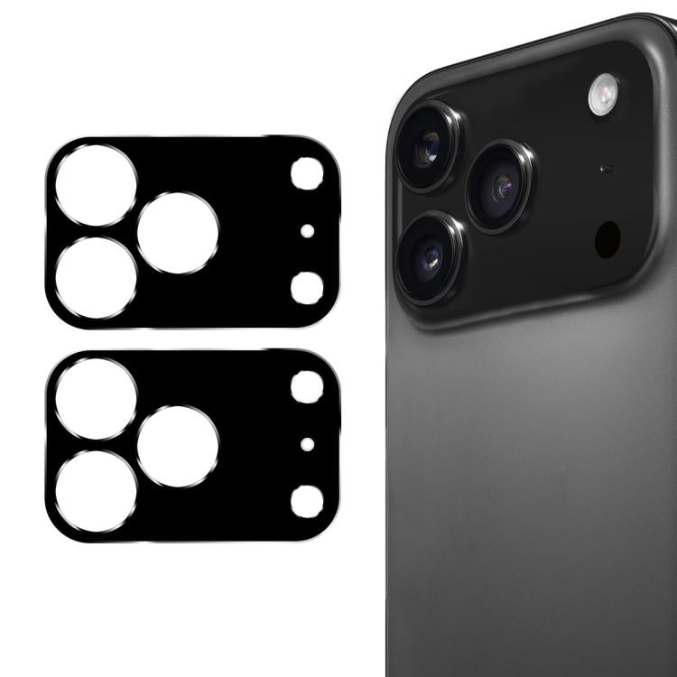2 láminas de cristal templado para lente de cámara trasera ENKAY Hat-Prince Black 9H, For iPhone 17 Pro Max, For iPhone 17 Pro, For iPhone 17, For iPhone Air
