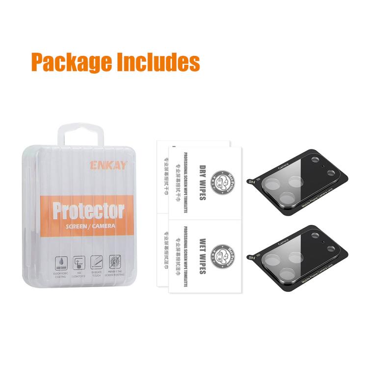 2 láminas de cristal templado para lente de cámara trasera ENKAY Hat-Prince Black 9H, For iPhone 17 Pro Max, For iPhone 17 Pro, For iPhone 17, For iPhone Air