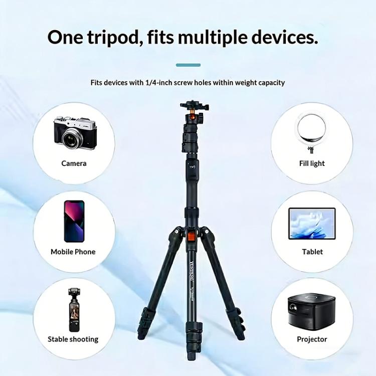 Trípode para cámara YUNTENG VCT-8068 para transmisión en vivo, ajustable, con soporte para teléfono de 1,98 m., VCT-8068